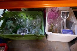 Seven boxes of mostly crystal glassware and porcelain posy ornaments