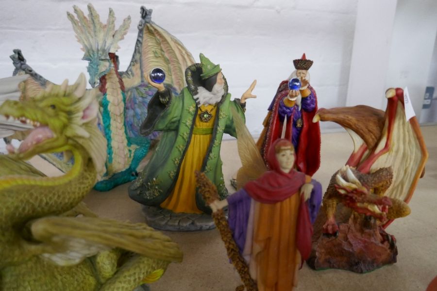 Enchantica, a quantity of mystical dragons and figures by Holland Studio craft - Image 3 of 7