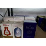 15 Bells Whisky decanters all boxed to include commemorative and Christmas examples