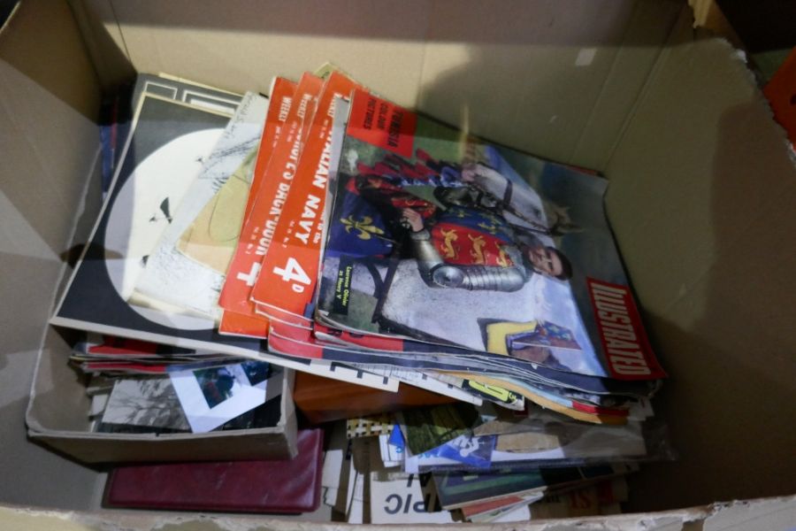Two boxes of vintage ephemera to include Private Eye magazines and WWII era pamphlets - Image 2 of 2