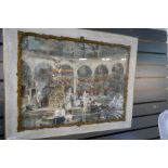 A framed and glazed picture depicting a Roman bathing scene bearing signature Francois Flameng, the