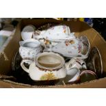 Two boxes of mixed ceramics to include commemorative ware Paisley China - continental urns etc