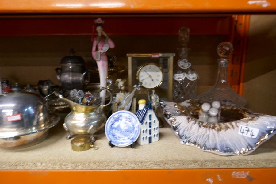 Silver plated ware, collection of ceramic dog ornaments, clock, etc - Image 3 of 6
