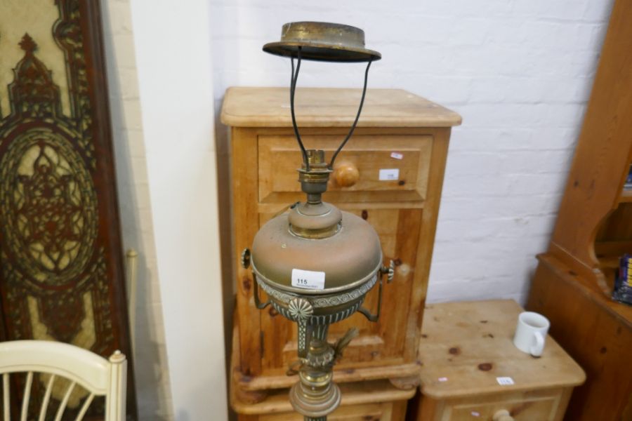 Decorative antique copper and brass standard lamp, converted oil lamp - Image 2 of 4