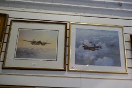 Four military Aircraft prints - Mosquito by Coulson, a Lancaster with a Spitfire & a Hurricane, Spit