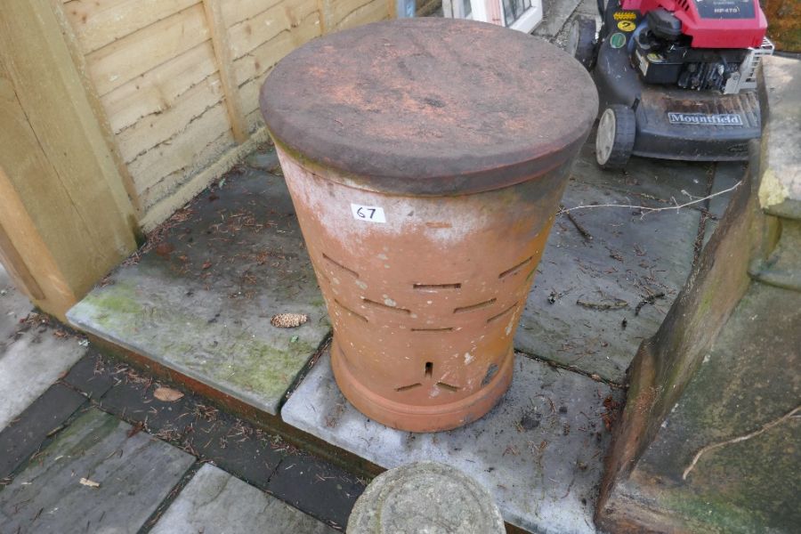 Four various terracotta chimney pots