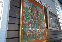 A framed and glazed Indian watercolour depicting Hindu scene, 58 x 78cm