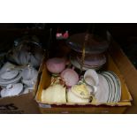 Box of oriental tea sets and box of Carlton ware, tea ware etc