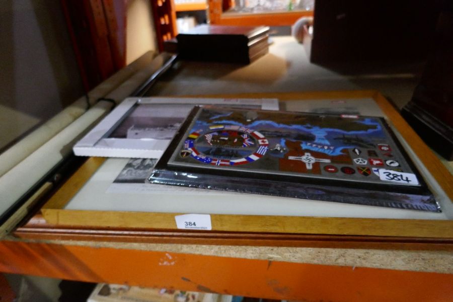 A framed etching of The Royal Dockyard Chatham, D-Day anniversary plaque etc - Image 4 of 7