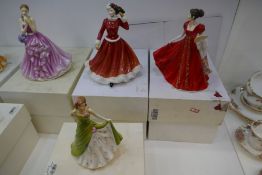 A selection of seven Royal Doulton figures of ladies in fine dresses: 2000 Eleanor, Winter Fun, Rebe