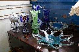 Selection of coloured and good cut glass