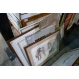 A large quantity of framed and glazed pictures, watercolours, pen and ink drawing, etc, mostly anima