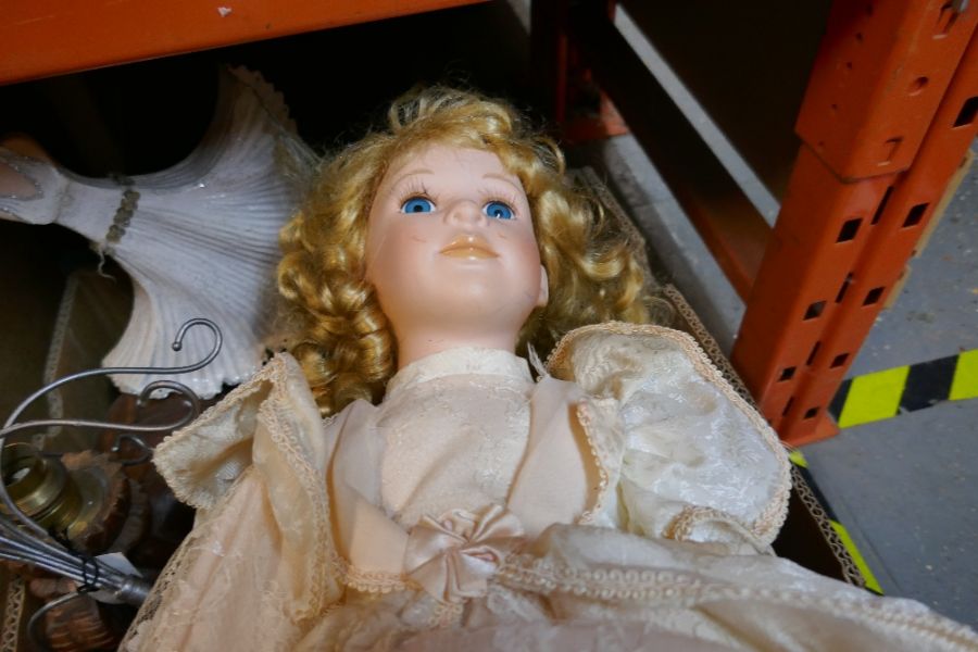 Box of mixed items to include dolls, jewellery holders, model Dalmatian, etc - Image 2 of 3