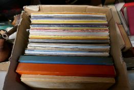 Box of LP's. Records by Talk Talk, The Temptations, James Brown, Herb Alpert, Perry Como, Wham!