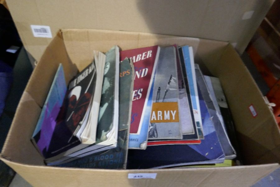 Two boxes of vintage ephemera to include Private Eye magazines and WWII era pamphlets