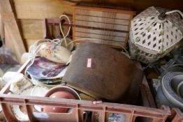 Two boxes of mixed china and sundry items and 2 crates of books