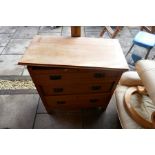 Vintage waxed pine chest of three drawers on bracket feet AF