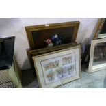 A collection of framed and glazed watercolours, oil on canvas and limited edition pencil signed prin