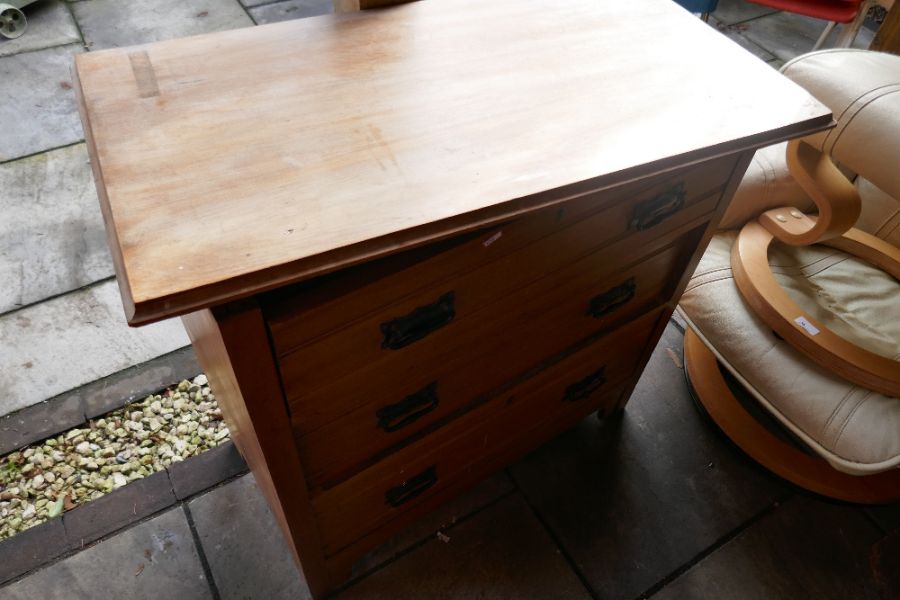 Vintage waxed pine chest of three drawers on bracket feet AF - Image 2 of 2