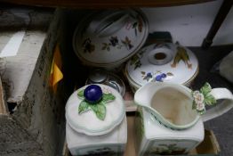 Box containing Royal Worcester Evesham tureen set, precision slicer and modern metal ceiling pan rac