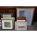 Selection of various framed pictures, prints etc including Valparaiso J A M Whistler, Mark Preston e
