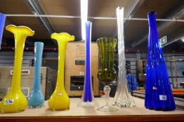 Collection of tall glass vases