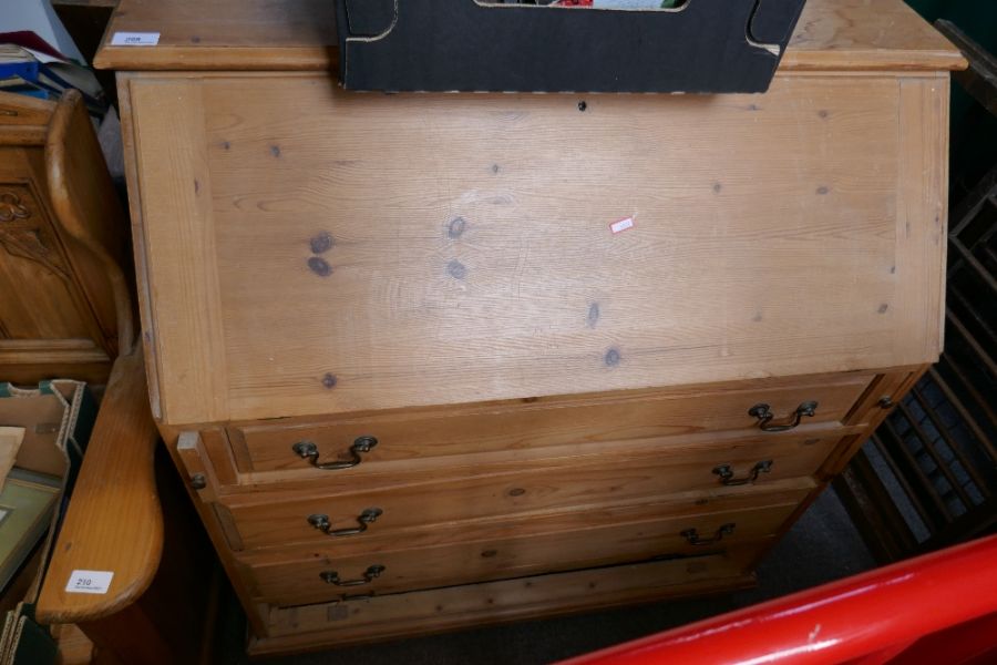 A waxed pine bureau with four drawers - Image 2 of 2