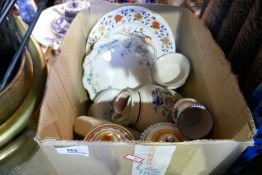 Box containing Poole pottery, Adderley plates etc