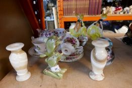 A selection of collectable china, paperweights, alabaster etc, including Royal Albert