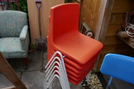 Set of six vintage stacking chairs