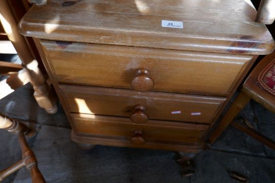 Waxed pine bedside chest, two towel rails and two stools - Image 2 of 3