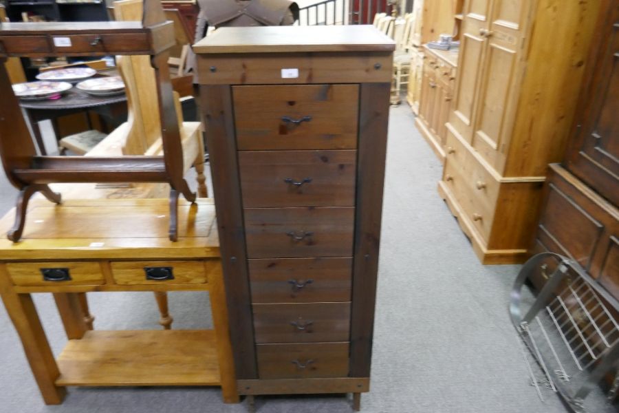 Modern tall and narrow bank of six drawers