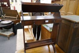 Vintage oak book stand with two small drawers and curved undertier