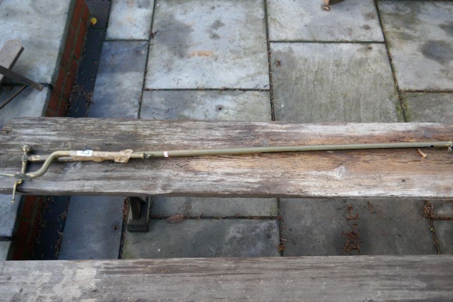 Antique foot peddled jig saw and brass curtain pole
