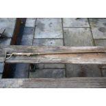 Antique foot peddled jig saw and brass curtain pole