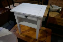 Pair of white painted bedside tables with drawer, by Laura Ashley