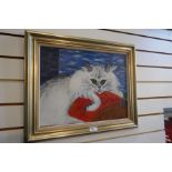 Oil on board - Cat signed Zieler - 65. Size 46cm x 36cm