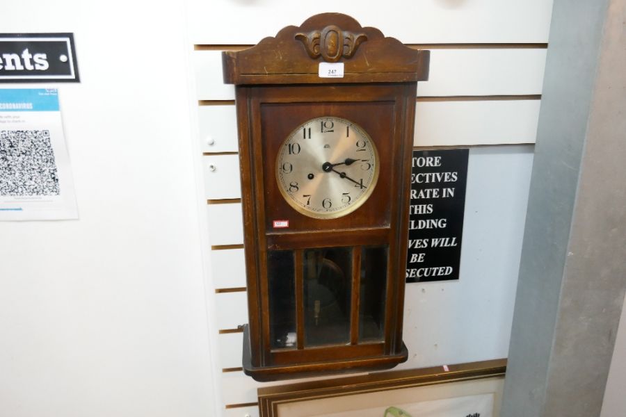 2oth century pendulum wall clock, dial marked Haller. a.g - Image 2 of 2