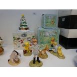 Winnie The Pooh, 5 Royal Doulton figures, 3 boxed and a Royal Doulton Christmas Tree