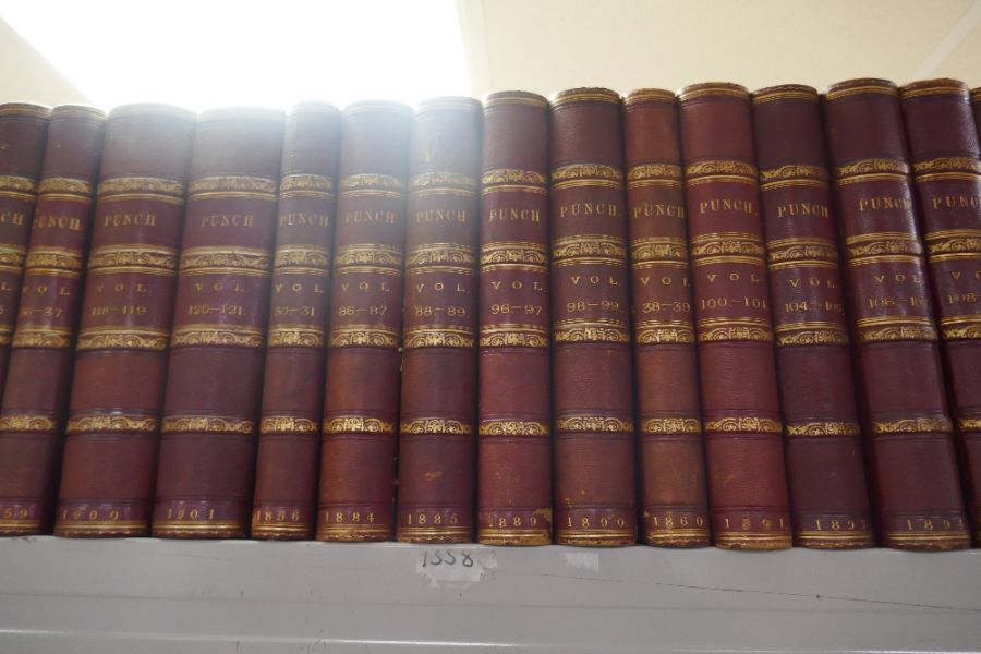 A quantity of 19th century, leather bound Punch magazines the spines having gilt decoration from 184 - Image 4 of 5