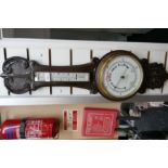 An Arts and Crafts style banjo barometer