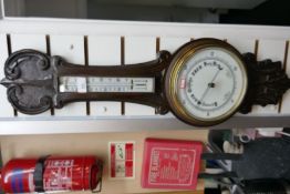 An Arts and Crafts style banjo barometer