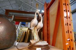 A pair of Capodimonte cranes in the form of a lamp