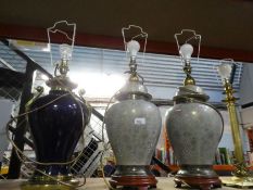 Selection of lamps, some in the form of ginger jars