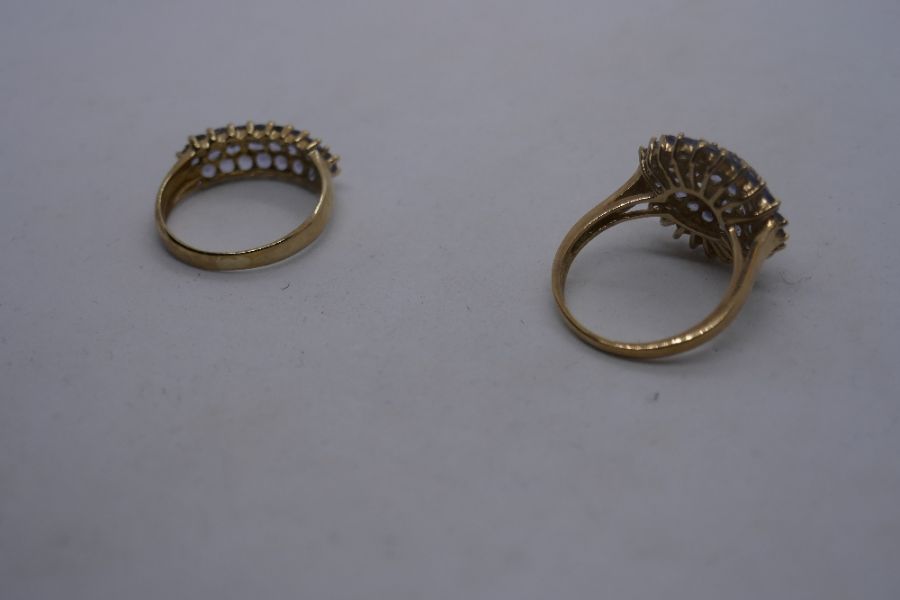 Two 9ct dress rings set with pale purple stones, one a cluster example AF, possibly tourmaline, both - Image 4 of 8