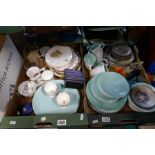 Two boxes mixed China to include Poole Dinnerware, Pair of Minton Cups, Aynsley and other Poole pott