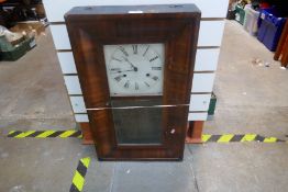 A wooden cased wall clock AF and two others