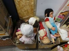 Seven boxes of vintage toys, dolls, Happy Meal toys, Penny Puppywalker, Monkey, etc