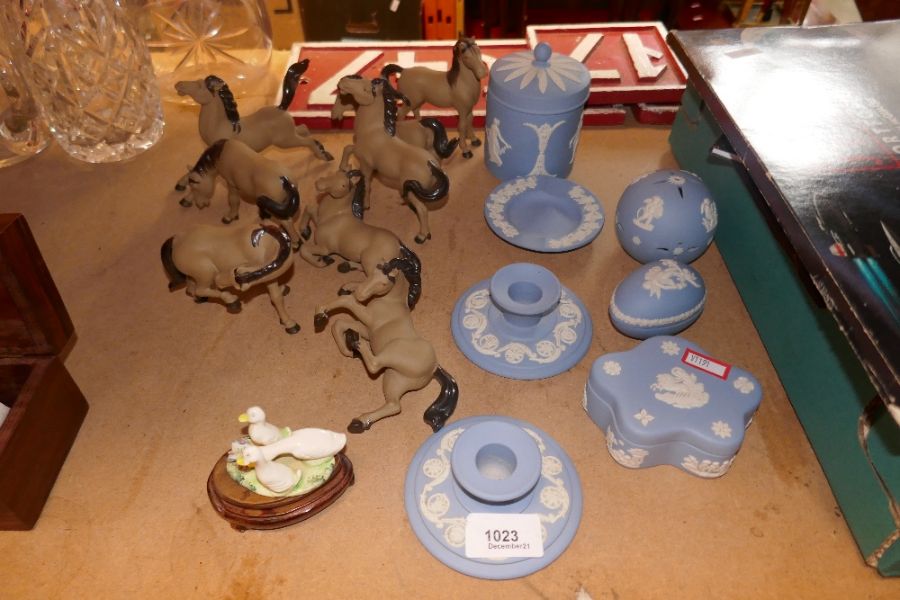 A set of China, model horses and wedgwood, jasperware