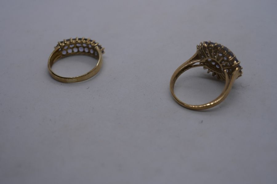 Two 9ct dress rings set with pale purple stones, one a cluster example AF, possibly tourmaline, both - Image 8 of 8